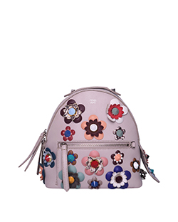 Mini All Over Flower Backpack,Calfskin,Grey,B/DB,8B203-7V6 169-0501,4